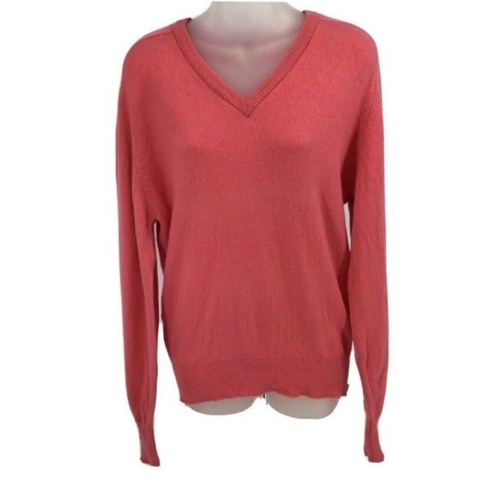 Vintage Sims Ltd Men's Size Large (42/102 cm) 100% Lambswool V-Neck Sweater Pink